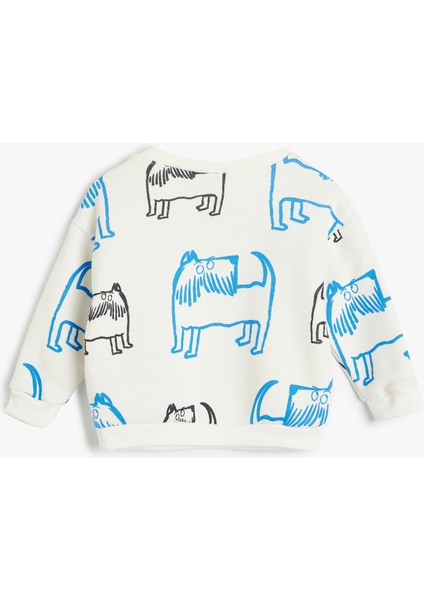 Sweatshirt Bisiklet Yaka Köpek Baskılı Uzun Kollu Pamuklu fiyatları