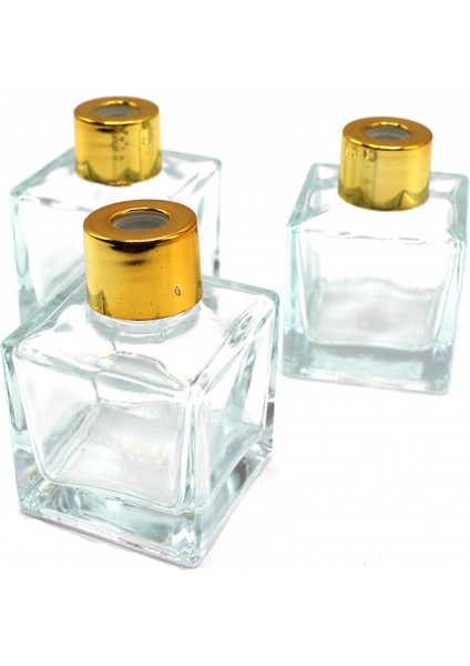 Kare Cam Koku Şişesi Altın Kapak 50 cc 40 Adet modelleri