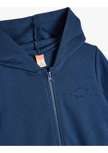 Basic Kapşonlu Sweatshirt Fermuarlı Şardonlu modelleri