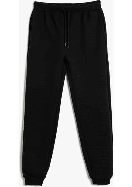 Basic Jogger Eşofman Altı Dokulu Beli Lastikli Cepli