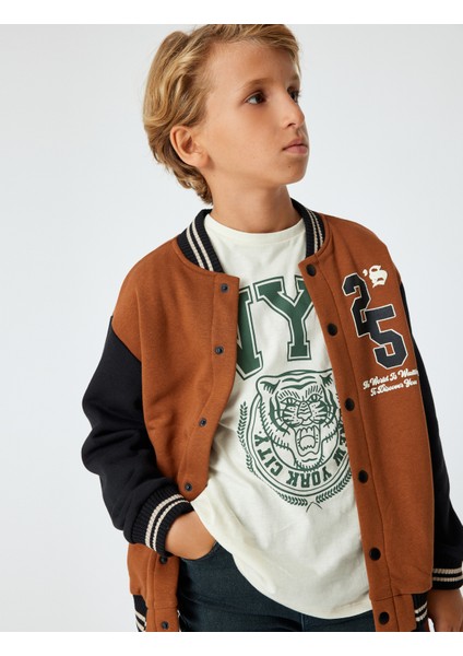 Kolej Bomber Ceket Aplike Detaylı Çıtçıt Kapamalı