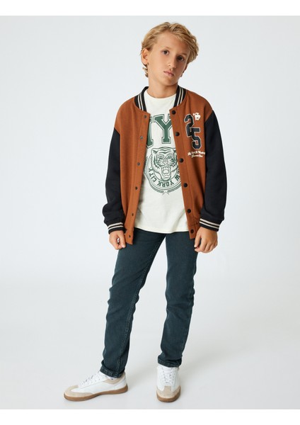 Kolej Bomber Ceket Aplike Detaylı Çıtçıt Kapamalı fiyatları