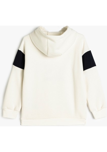 Kapşonlu Sweatshirt Kayak Temalı Baskılı Uzun Kollu fiyatları