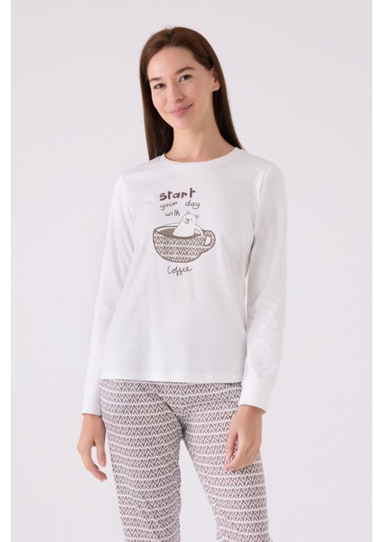 3086 Kadın Uzun Kol Pijama Takım