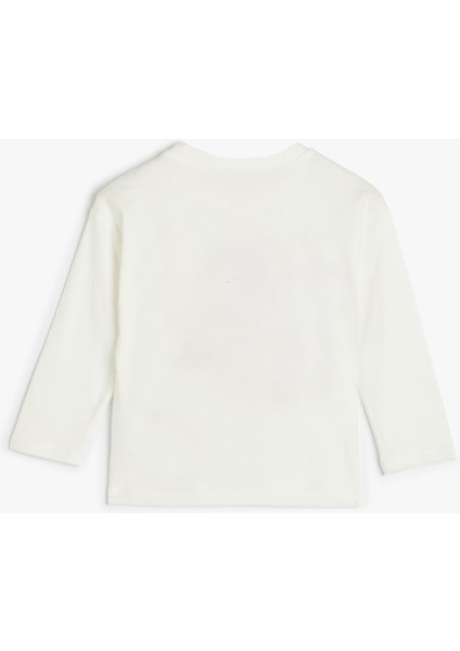 T-Shirt Slogan Baskılı Uzun Kollu Bisiklet Yaka Pamuklu fiyatları