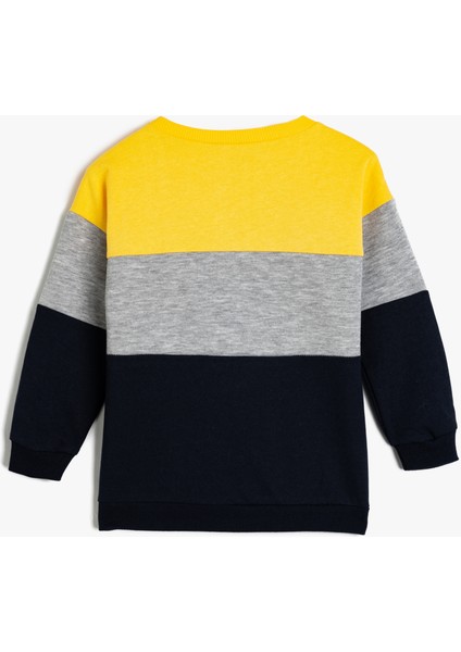 Sweatshirt Renk Kontrastlı Slogan Baskılı Uzun Kollu fiyatları