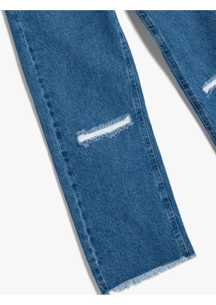 Kot Pantolon Yıpratılmış Detaylı Pamuklu- Straight Jean modelleri