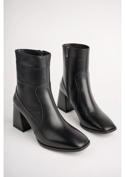 Adela Deri Kare Burun Fermuarlı Topuklu Kadın Bot fiyatları