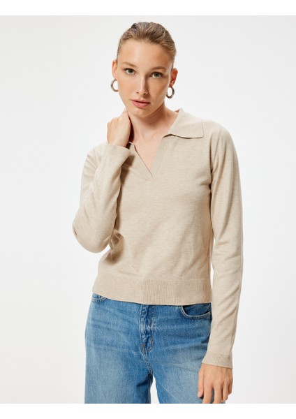 Polo Yaka Triko Kazak Uzun Kollu