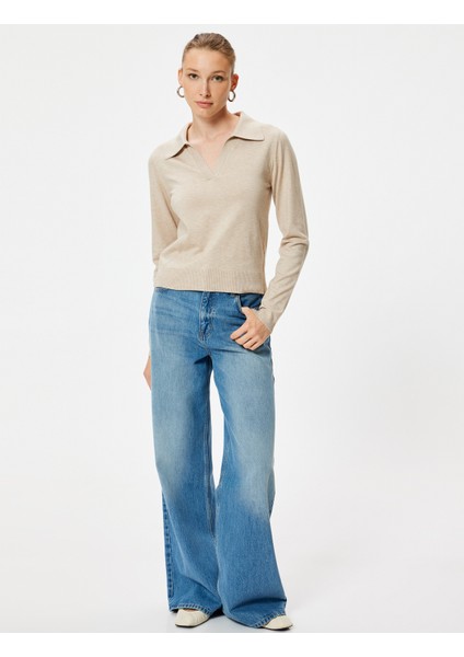 Polo Yaka Triko Kazak Uzun Kollu fiyatları