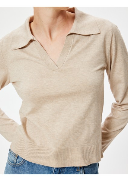 Polo Yaka Triko Kazak Uzun Kollu indirimleri