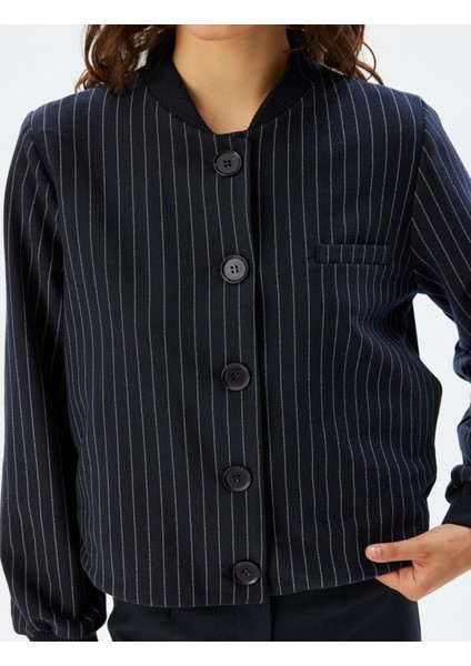 Ceket Yuvarlak Yaka Düğmeli Uzun Kollu Cep Detaylı Astarlı indirimleri