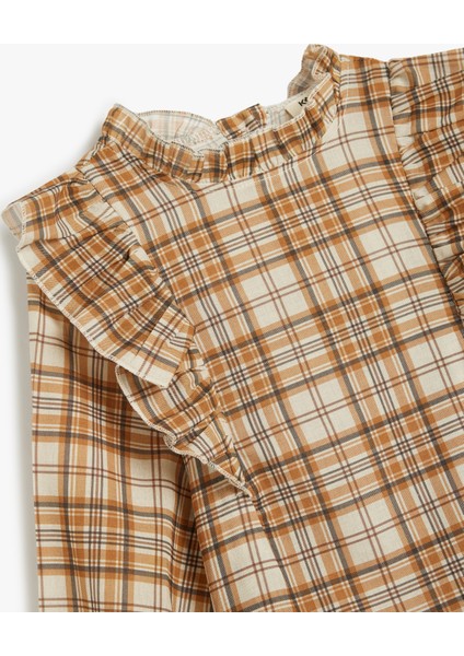 Yuvarlak Yaka Gömlek Fırfır Detaylı Uzun Kollu Pamuklu modelleri