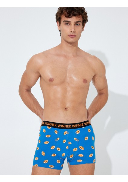 3'lü Boxer Seti Hentbol Baskılı Sloganlı Çok Renkli