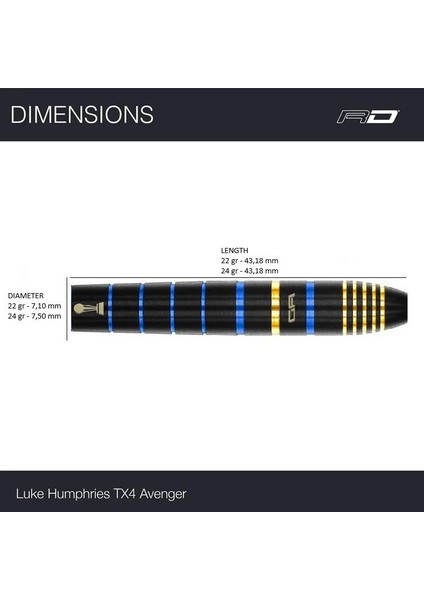 Luke Humphries Tx4 Avanger % 90 Tungsten Çelik Uçlu Dart Oku