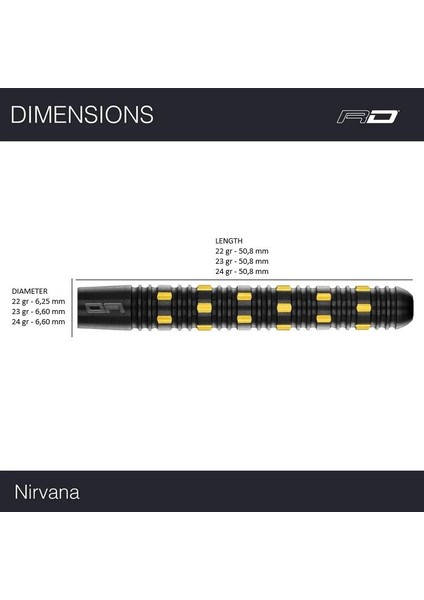 Nirvana % 90 Tungsten Çelik Uçlu Dart Oku