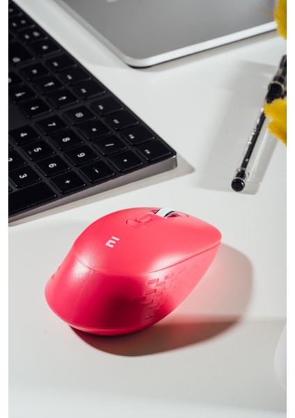 SM-BT09 USB Pembe 2in1 Bluetooth ve 2.4ghz Kablosuz Mouse  