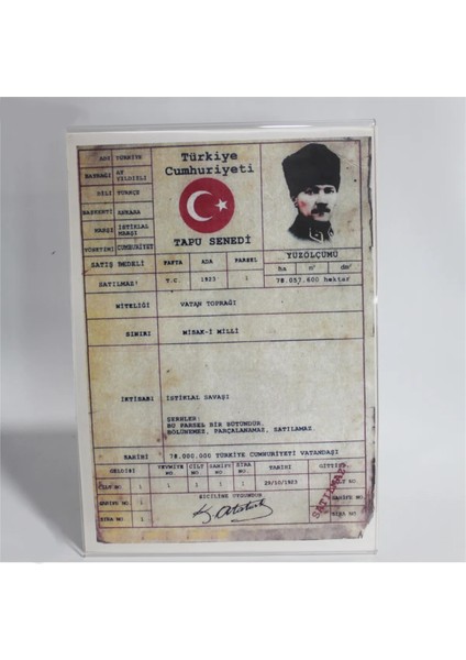 Türkiye Cumhuriyeti Tapu Senedi - Atatürk - Ülkemiz - Tapu - Vatan