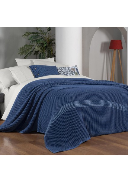 Polendia Mavi Tek Kişilik %100 Pamuk Yatak Örtüsü 160*200 cm