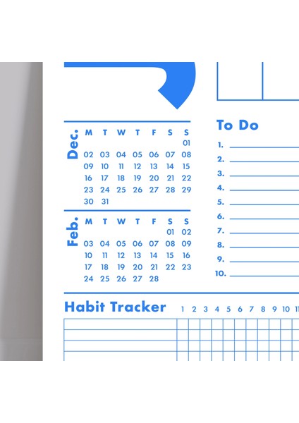 2025 Duvar Takvimi, A4 Spiralli Takvim, 33X48 cm Spiralli Takvim, Önceki ve Sonraki Ay Takvim, Aylık Planlayıcı Takvim, Trend Mavi