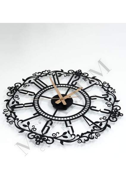 Modern Siyah Ferforje Metal Duvar Saati, 45x45cm, Türkçe Rakamlar modelleri