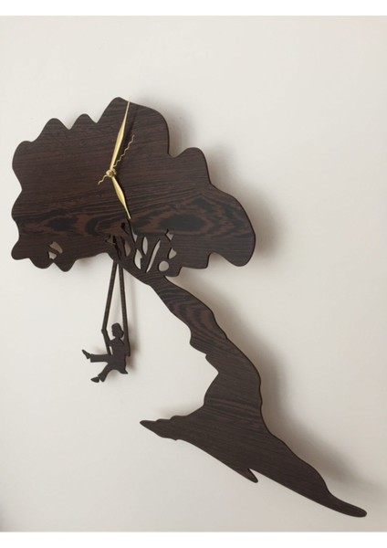 Ağaç Görünümlü Dekoratif Duvar Saati, 48x48 cm, Kahverengi, Metal, Şık ve Doğal Tasarım