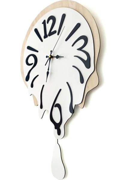 Beyaz Eriyen Saat Sarkaçlı Duvar Saati, modern ve şık tasarım, 40x65 boyut