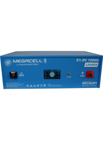 Megacell 51,2V 100AH Lifepo4 Lityum Demir Fosfat Akü(Bluetooth)