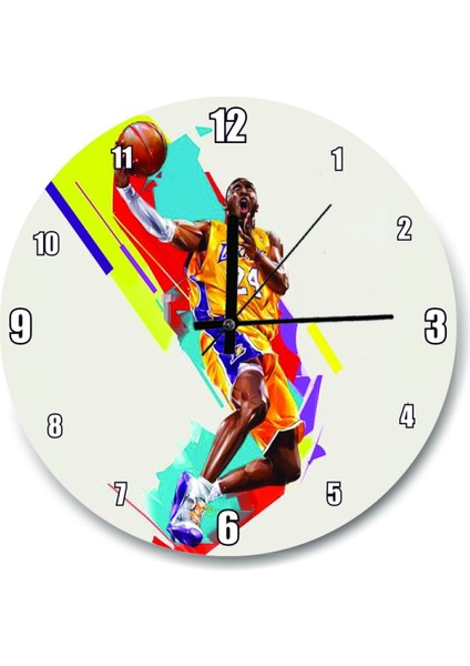 Büyük Boy Basketbol Temalı Yuvarlak Duvar Saati 30x30 cm, Modern Spor Dekoru