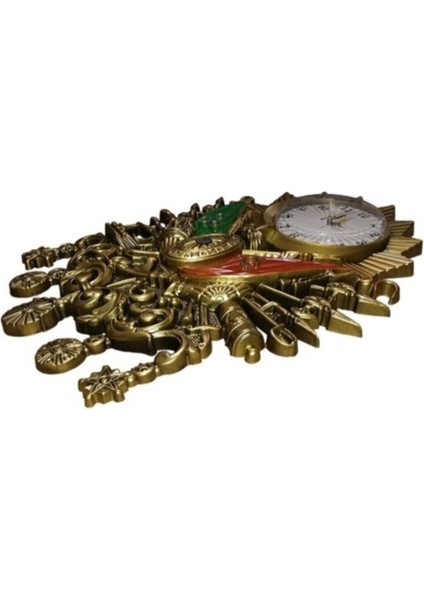 Altın Renkli Osmanlı Temalı Modern Duvar Saati, 65x70 Boyut, Beyaz ve Şık Tasarım fiyatları