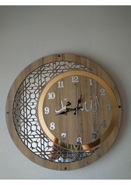 Ahşap ve aynalı motifli duvar saati, 50 cm, şık ve dekoratif tasarım, geleneksel stil fiyatları