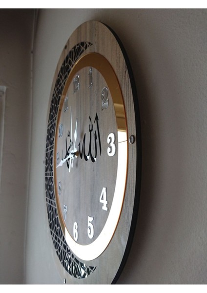 Ahşap ve aynalı motifli duvar saati, 50 cm, şık ve dekoratif tasarım, geleneksel stil fırsatları