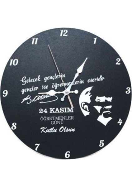 Modern yuvarlak siyah duvar saati, öğretmenler günü için şık ve anlamlı hediye seçeneği