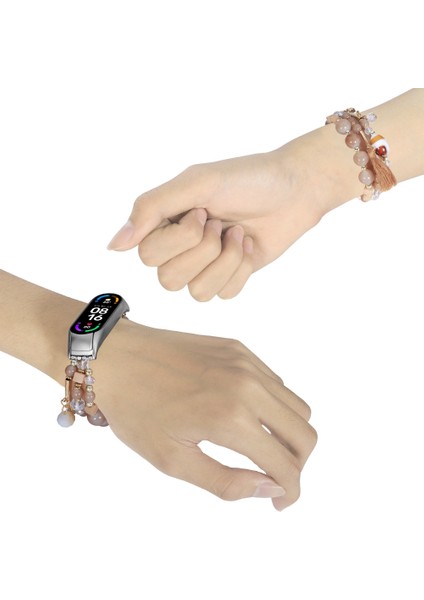 Xiaomi Mi Band 7 Için Yuvarlak Boncuklu Zincir Watch Band (Yurt Dışından)