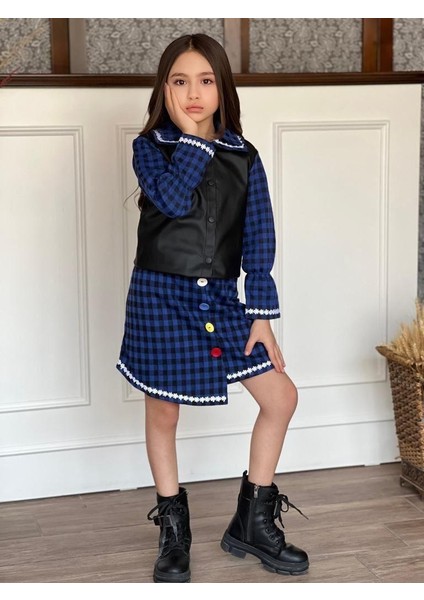 Kız Çocuk Düğme Detaylı Tşört Dahil Etek Ceket Takım fiyatları