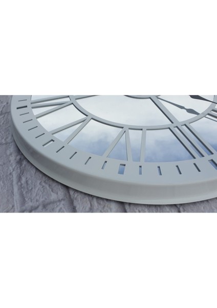 Aynalı Metal Duvar Saati, 50x50 cm, Beyaz, Şık ve Modern Tasarım