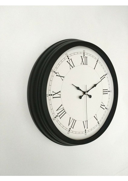 Şık Siyah Metal Retro Duvar Saati 40 Cm, Bej Detaylı, Dekoratif ve Zarif Tasarım modelleri