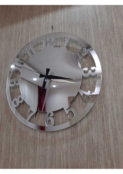 50x50 cm oval dekoratif duvar saati, MDF üzeri aynalı pleksi, Türkçe rakamlar, modern stil modelleri