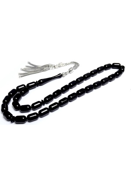 Erzurum Oltu Taşı Tesbih 6x10mm Kapsül Kesim Model - Gümüş Püskül fiyatları