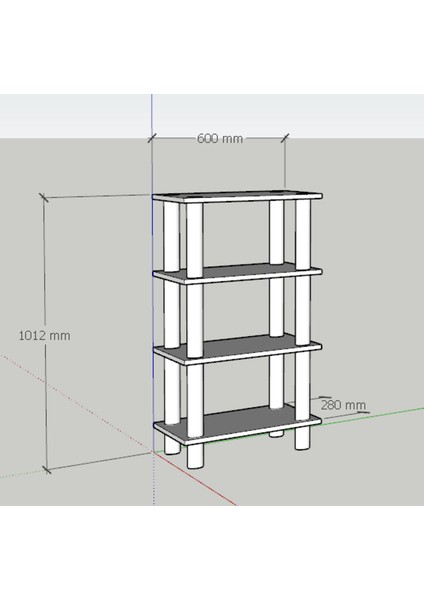 Besa Home DEFNE-460 4 Raflı Ahşap Ayaklı Kitaplık Çiçeklik Banyo Dolabı