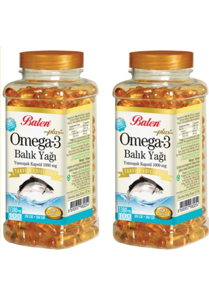 Omega 3 Balık Yağı 100 Yumuşak Kapsül 500 Mg 2 Adet