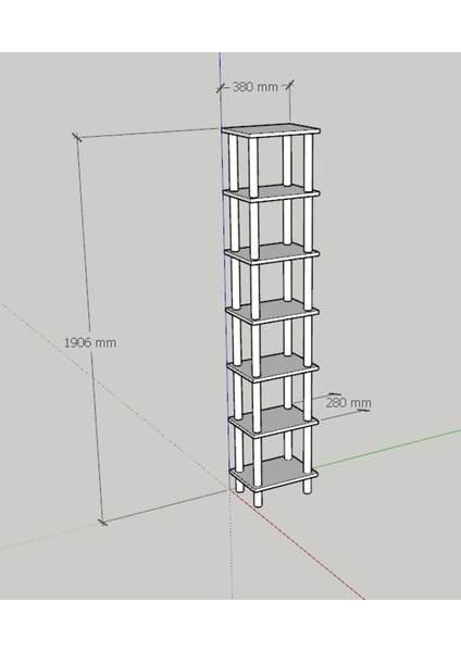 Besa Home DEFNE-638 6 Raflı Ahşap Ayaklı Kitaplık Çiçeklik Banyo Dolabı