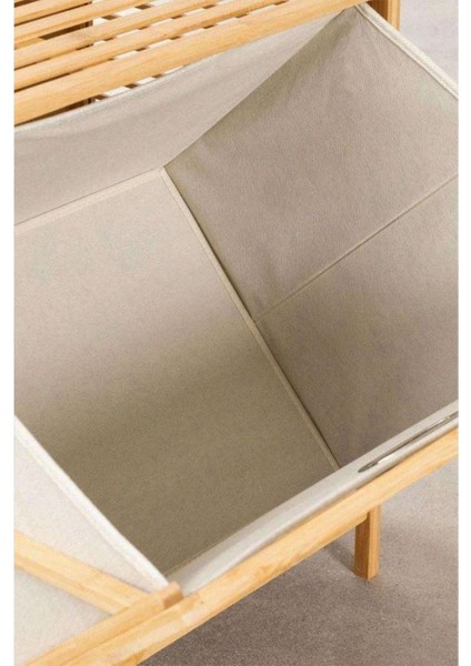 Bambu Xl Kirli Sepetli 2 Raflı Çok Amaçlı Banyo Düzenleyici Çamaşır Sepeti Organizer DB-0004