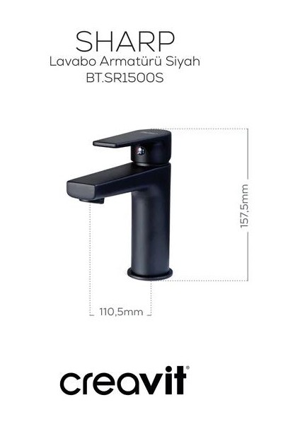 Creavit Sharp Lavabo Armatürü - Siyah