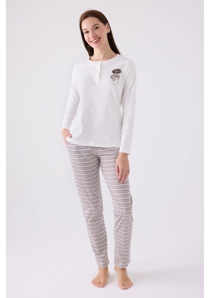 3087 Kadın Uzun Kol Pijama Takım