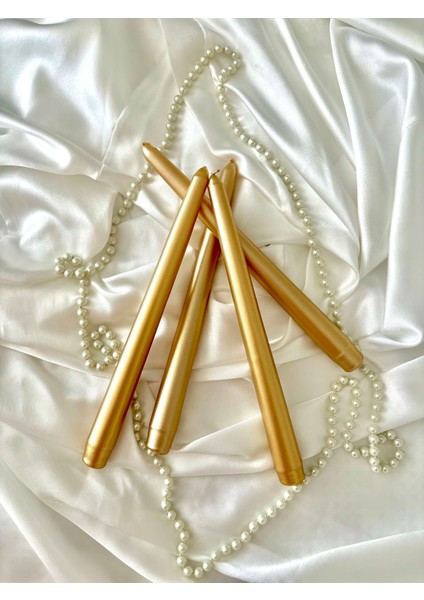 Özel Sedefli Şamdan Mum Gold - 4’lü Set fiyatları