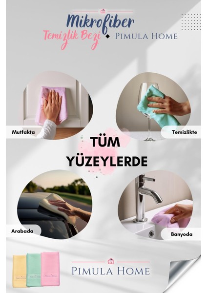 Sadece Suyla Mükemmel Mikrofiber Temizlik Bezi/ Büyük Boy 40 x 60 3'lü Paketiz/tüy Bırakmaz Mikrofiber Sihirli Bez