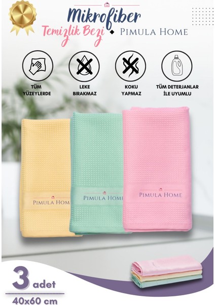 Sadece Suyla Mükemmel Mikrofiber Temizlik Bezi/ Büyük Boy 40 x 60 3'lü Paketiz/tüy Bırakmaz Mikrofiber Sihirli Bez