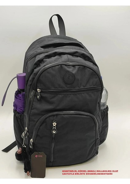 Back To School Unisex Krinkıl Su Geçirmez Kumaş Büyük Boy Çok Gözlü Okul ve Seyahat Sırt Çantası Ct