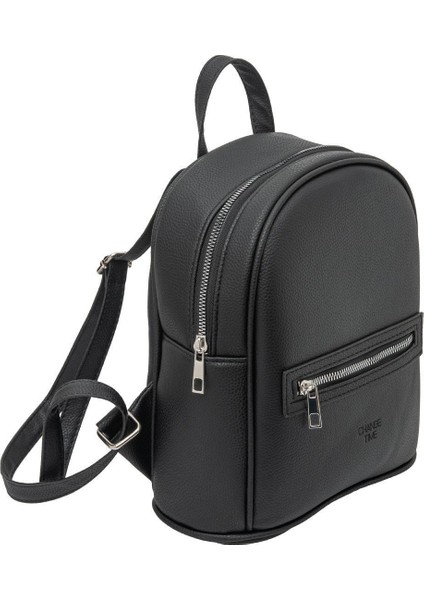 1'li Change Time Cep Detaylı Sırt Çantası Basic T4 Hayır Düz Gündüz / Gece Siyah 100% Poliüretan